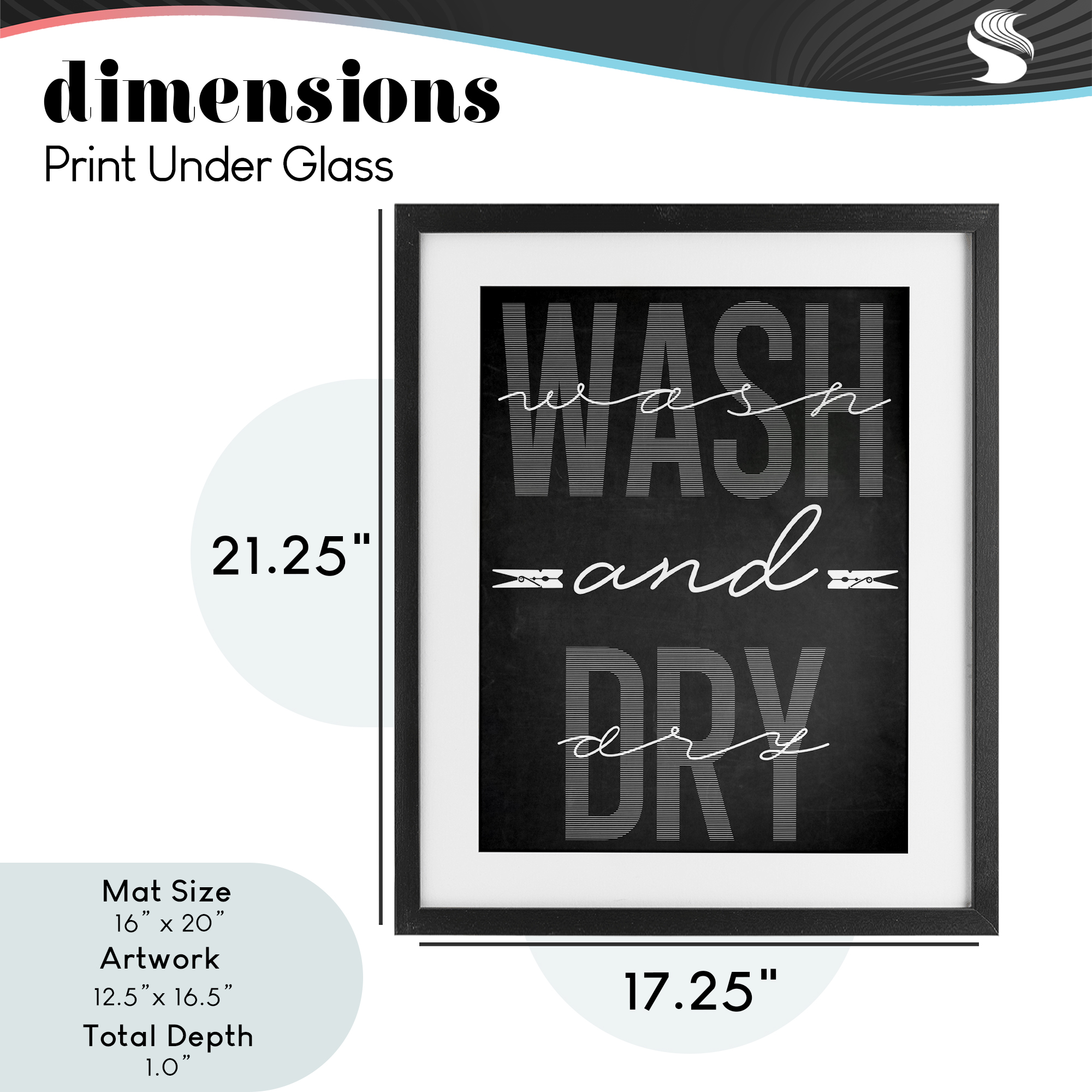 Wash And Dry Black Minimal Black Framed Print Under Glass, design by Marcus Prime