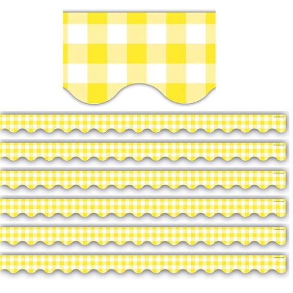 35 ft. Yellow Gingham Scalloped Border Trim - Pack of 6