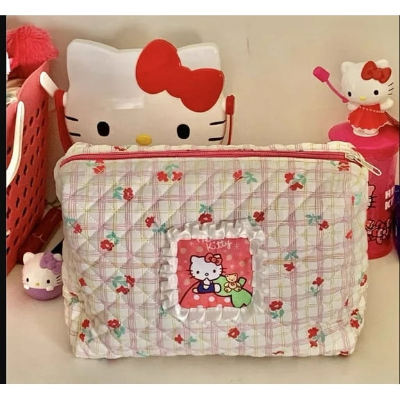 Hello Kitty Sanrio Cosmetic Bag Anime Kawaii Cartoon Beauty Travel Makeup Bag Toiletry Storage Bag Toys Girls Christmas Gifts