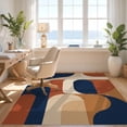 thumbnail image 3 of Design&I 8'x10' Washable Area Rug Navy Terracotta Geometric Design Bold Retro Abstract with Curves for Living Room, Family Extra Large Skid-Resistant Low Profile, 3 of 7