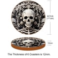 thumbnail image 3 of Skeleton 6pcs Microfiber Leather Round Car Coasters, 11x11 cm/4.3x4.3 in, Cup Holder Mats for Car, Set of 6 Absorbent Drink Coasters, 3 of 6
