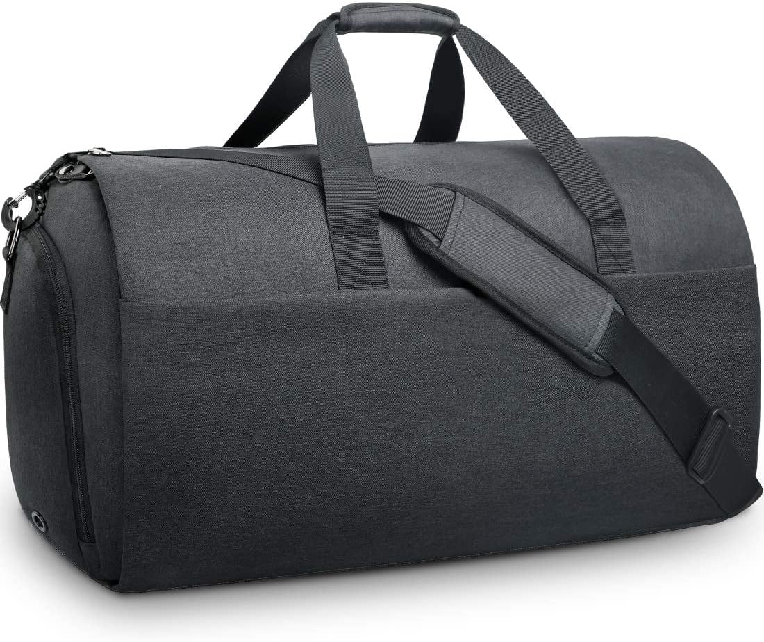 Carry On Garment Bag Convertible Large Suit Bags for Men Women Waterproof 2 in 1 Travel Duffle Bag Weekend Bag with Shoe Compartment Black 
