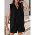 thumbnail image 2 of Fancyglim Two Piece Outfits for Women V Neck Lounge Sets Sleeveless Tops and Shorts Set with Pockets Black X-large, 2 of 5