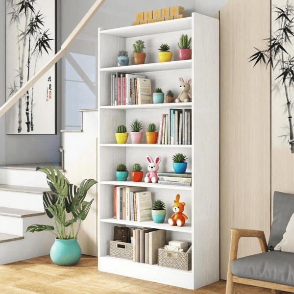 78" Tall Deep 7-Shelf Bookcase, Full Wood (Waterproof Melamine), 22lbs/Shelf, for Home Office, Library, Living Room