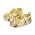 thumbnail image 4 of Juebong Toddler Shoes Baby Girls Cute Fashion Bow Sequins Non-slip Soft Bottom Sandals, Gold, 12-18 Months, 4 of 8