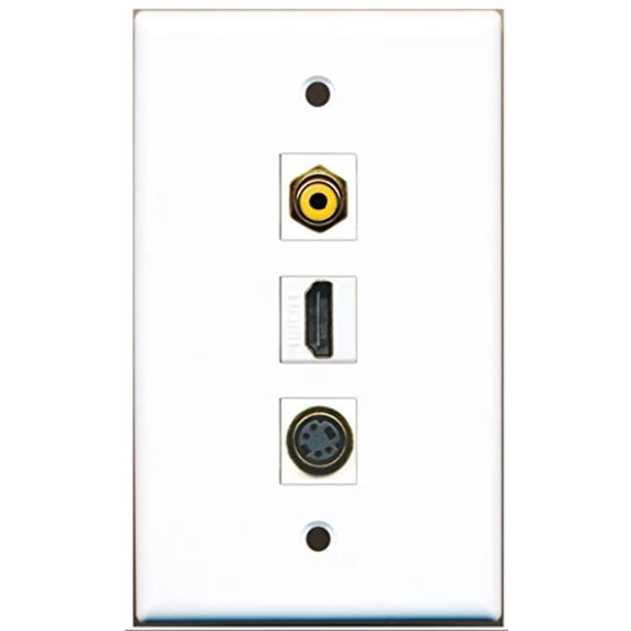 RiteAV - 1 Port HDMI and 1 Port RCA Yellow and 1 Port S-Video Wall Plate