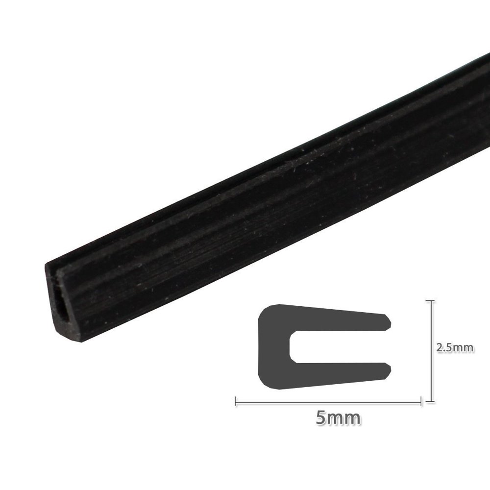 Universal U Channel Rubber Seal Strip 1/32" Opening Edge Trim All Weather Protector Strip (10ft