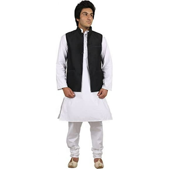 Royal Men's Cotton Kurta Pyjama Set (ROYAL_149_White_Small)