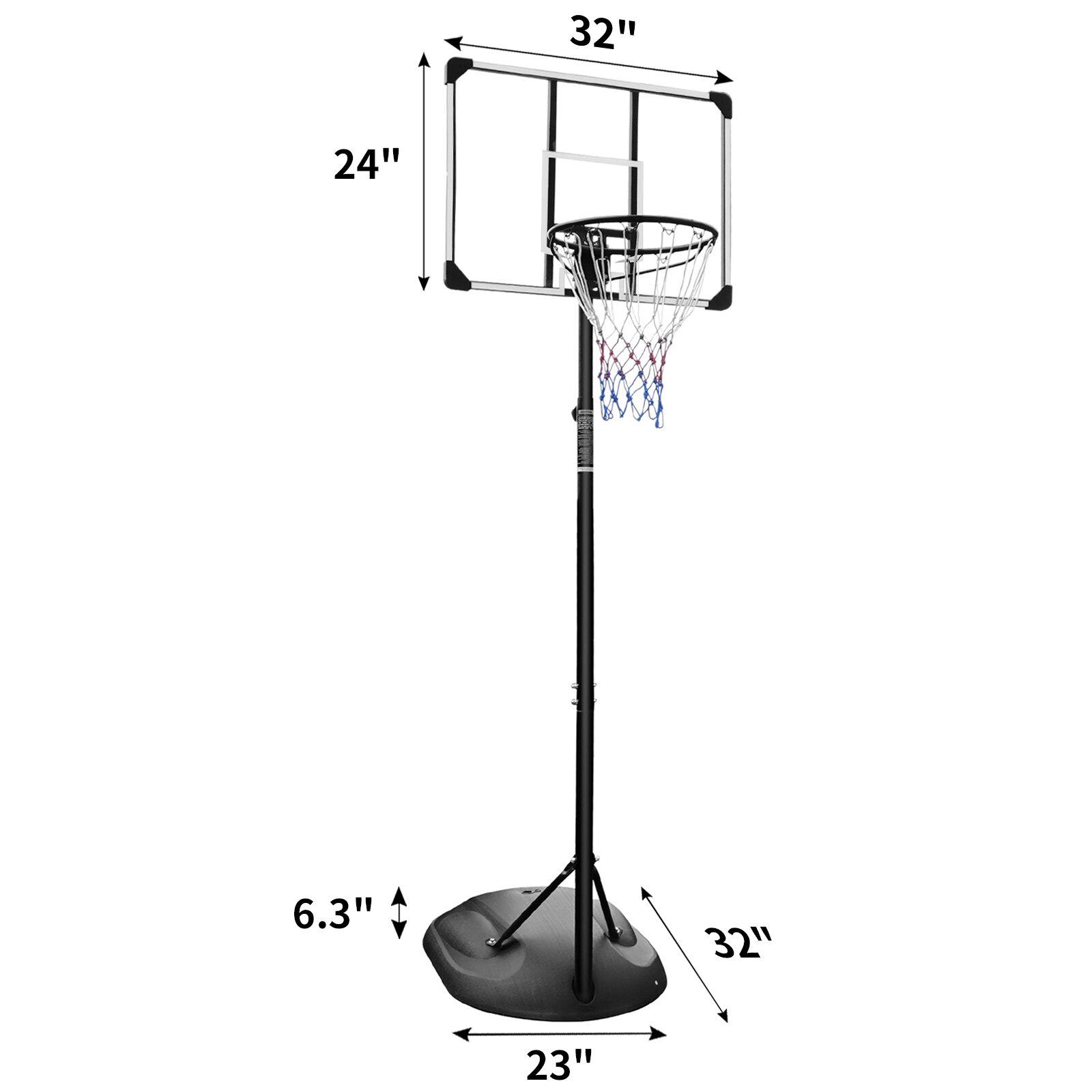 Portable Basketball Hoop, Portable Basketball Hoop System Stand Height Adjustable 7.5ft - 9.2ft with 32 Inch Backboard and Wheels for Youth Adults Indoor Outdoor Basketball Goal, Basketball Hoop