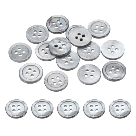 Uxcell 15 Pcs 12.5mm Mother of Pearl Buttons, 4 Holes MOP Natural Pearl Shell Buttons for Sewing Clothes Coat Suits Shirt DIY Craft Decoration, Gray