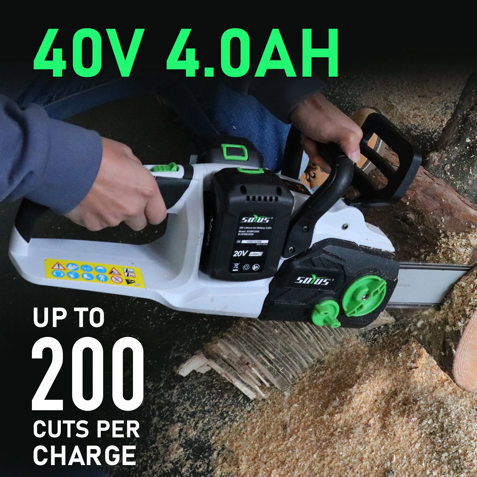 SOYUS 16-Inch Brushless Cordless Chainsaw, 40V Battery Operated with Automatic Chain Oiler 2x4.0Ah Batteries Included