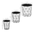 thumbnail image 2 of CoSoTower Set of 3 Nesting Coffee Tables with Storage, Round End Table with Removable Tray, Basket Side Tables with Metal Frame for Living Room, Black, 2 of 7