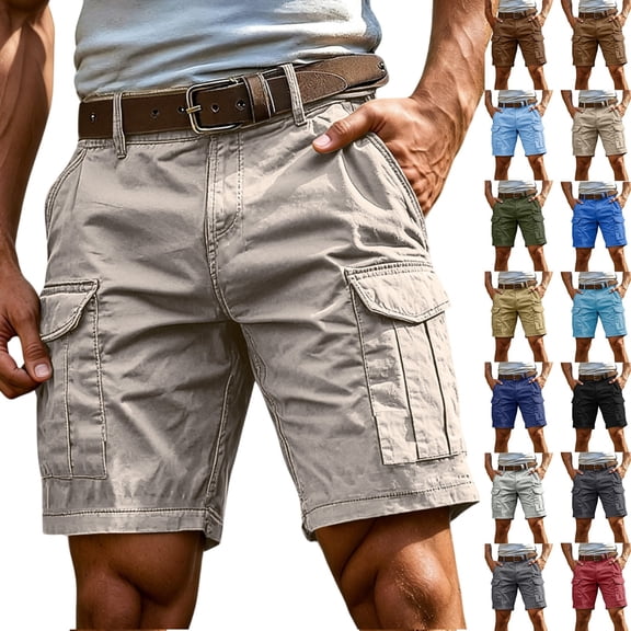 Men's Lightweight Cargo Shorts 5-Inch Inseam Quick-Dry with Multi-Pockets Comfortable Durable for Hiking Work and Summer Outdoor Sport Casual Beige L