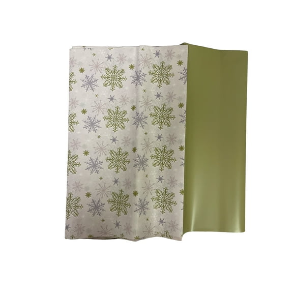 Charmed Christmas Tissue Paper (Printed & Solid Foil) 10 Sheets 20"x20; Gold Snow Flake with Gold Foil.