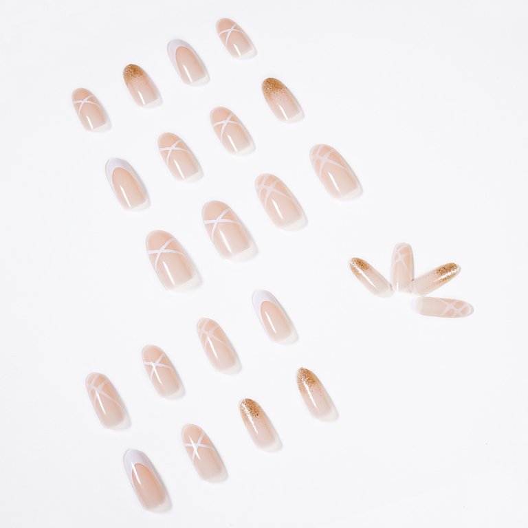 Fofosbeauty 24pcs Almond Fake Press-on Nails for Girls Womens