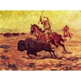 thumbnail image 2 of Shreyvogel, Charles 24x19 White Modern Wood Framed Museum Art Print Titled - Doomed - Indian Hunting Buffalo, 2 of 4