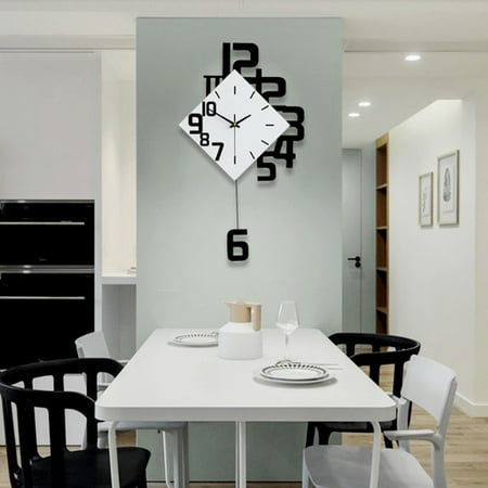 BOKYAN Nordic Style MDF Silent Wall Clock 16.9 x 14.2 inches / 43 x 36 cm Decorative Pendulum Clock for Living Room Bedroom office
