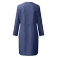 thumbnail image 5 of Elvqul Summer Dresses Women Crew Neck Under $10 Navy Button Long Sleeve Plain with Pockets Midi Daily Daily Dresses, 5 of 5