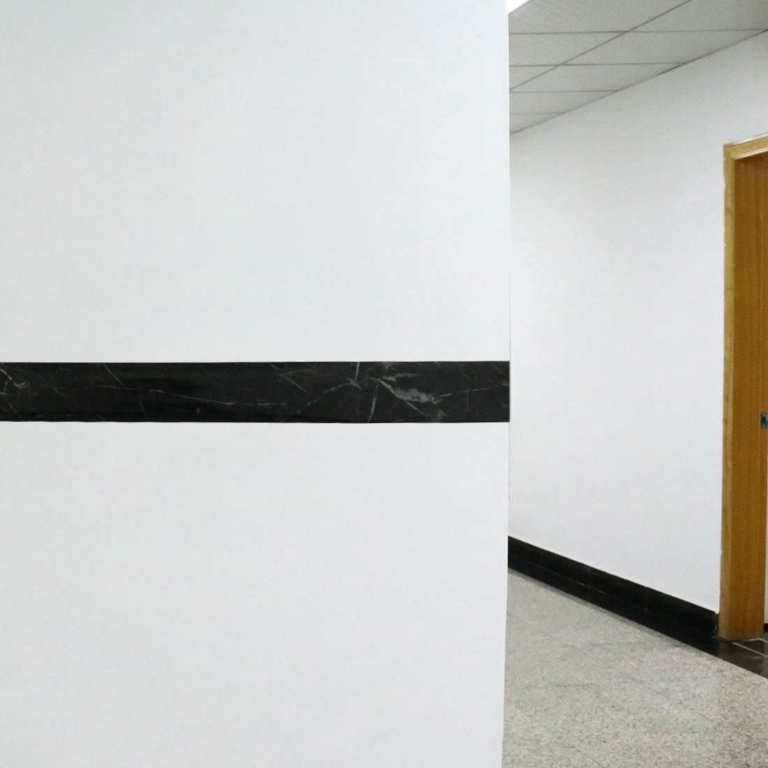 Unique Bargains Self-Adhesive Skirting Wall Border Sticker 16.4 Ft Black Marble Design