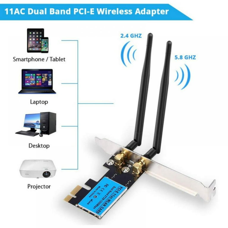 1200Mbps Desktop PCIe WiFi Card 5G/2.4G Network WiFi Adapter