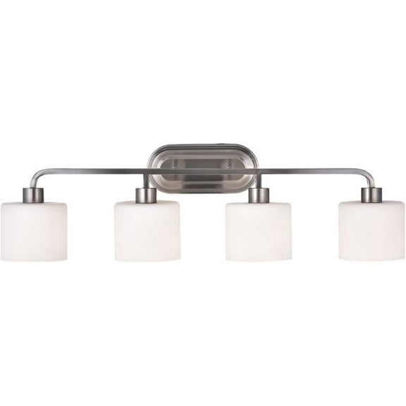 Pemberly Row Transitional 4 Light Brushed Nickel Bath Vanity Light 34" Wide
