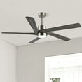 thumbnail image 2 of 54 in. Nickel and Gray Wood Grain DC Indoor Ceiling Fan with Light Kit, 5 Reversible Blades Carved Wood Blades, 2 of 9