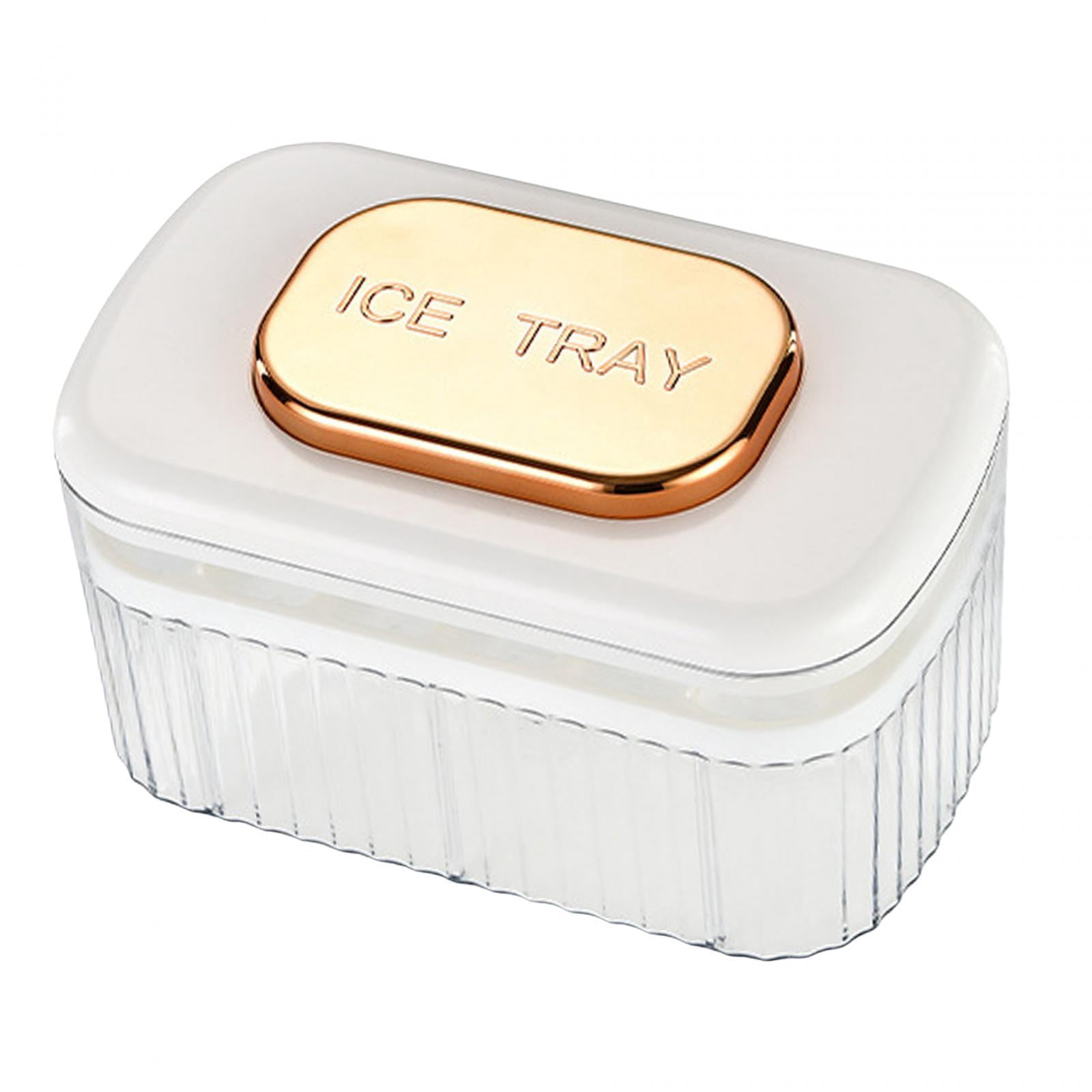 Fiocias -Ice Tray with Lid And Bin, Ice Maker, Quick Release, Save Space for Cocktails, 1 Layer White