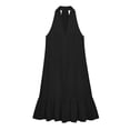 thumbnail image 4 of Huangx Women's Halter Neck Cover Up Dress - V Neck Summer Beach Sundress with Side Pockets, Casual Coastal Vacation Outfit Black L, 4 of 7