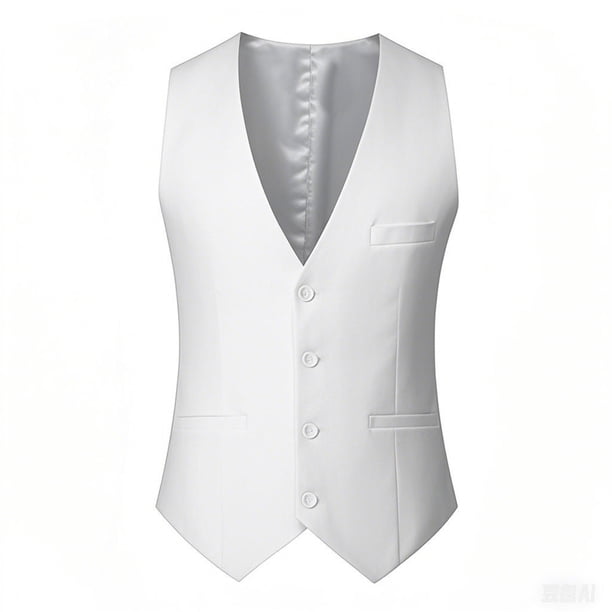 Ceisia Men's Slim V-Neck Single-Breasted Suit Sleeveless Polyester Vest Gift