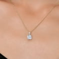 thumbnail image 3 of Gem Stone King 14K Yellow Gold White Moissanite and White Lab Grown Diamond Pendant Necklace for Women | 1.30 Cttw | Gemstone Birthstone | Princess 6MM | With 18 inch Chain, 3 of 6