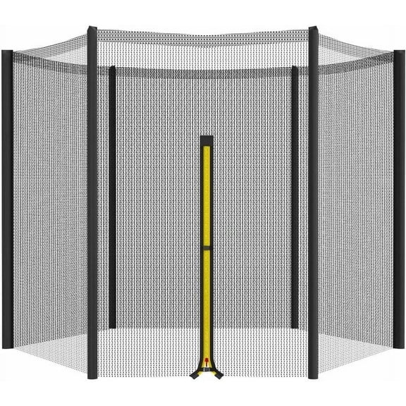Weather-Resistant Trampoline Enclosure, Replacement Safety Net for 10Ft Outdoor Trampolines, Non-Toxic Polyethylene Mesh, Stable Entrance Door with Locking Hook, Black