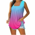 thumbnail image 2 of Annhoo Womens Tank Tops Summer Gradient Color Ruffled Sleeveless T Shirts Casual Loose Pleated Square Neck Tops, 2 of 4