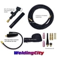 thumbnail image 2 of WeldingCity 150-amp WP-17FV (Flexible Head w/ Gas Valve) Air-cooled TIG Welding Torch Complete Package with 12.5-ft Power Cable Hose and Dinse 35-50 (Solid 1/2"-pin) Cable Adapter (with Separate Gas), 2 of 5