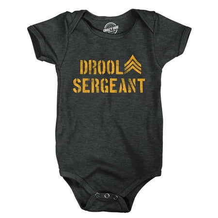 

Drool Sergeant Baby Bodysuit Funny Military Army Sarcastic Infant Jumper (Heather Black) - Newborn
