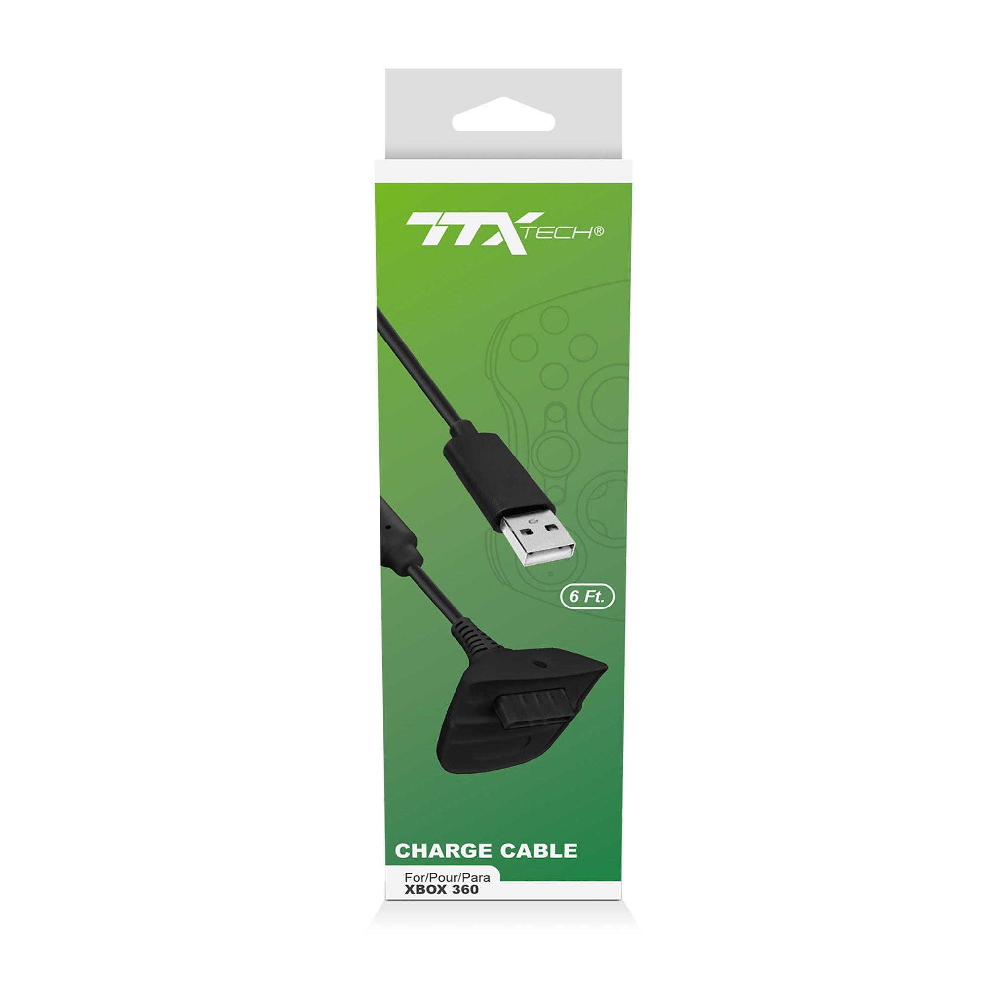 Xbox 360 Controller USB 6' Charge Cable - Black (TTX Tech) NXX360-2714