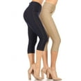 thumbnail image 2 of 2 Pack Women's High Waisted Capri Jegging Stretch Knit Denim Capris Size S -3XL Inseam 19", 2 of 5