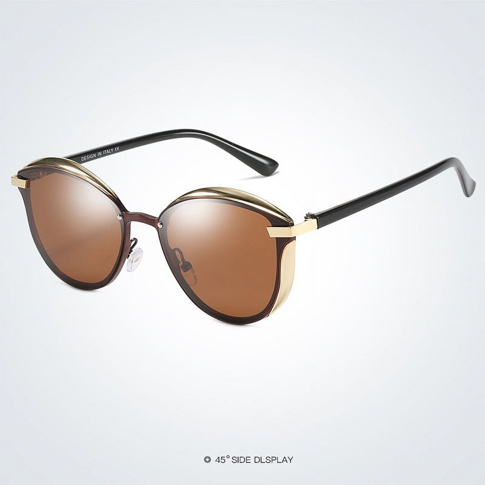 KKTREE Serenade Cat-Eye Polarized Sunglasses, Retro UV400 Protection, Golden Metal Frame