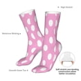thumbnail image 4 of Goofa Pink And White Polka Dot for 16in Socks, Funny Novelty Crazy Design Cotton Socks Sports Socks Knee High Socks For Men, Women,1Pairs - Gift For Working Friends, 4 of 7