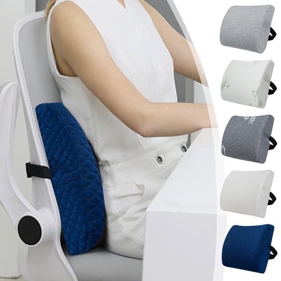 Yhmxh Lumbar Support Cushion, Back Support for Office Chair and Car Seat, Back Rest for Gaming Chair, Memory Foam Pillow, Desk Chair Cushion, Breathable & Washable Cover, Adjustable Straps