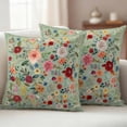 thumbnail image 2 of Sage Green Floral Outdoor Pillow Covers 16x16 Set of 2,Waterproof Patio Throw Pillowcase Protectors,Spring Flowers Leaves Farmhouse Decorative Pillow Shams Cushion Covers for Seat Bed Couch Sofa, 2 of 8