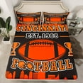 thumbnail image 2 of Erosebridal Football Print Sheet Set Twin,Orange Black Bedding Sets Twin Size,Teenager Bedroom Decor(Cincinnati),3pcs, 2 of 7
