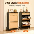 thumbnail image 3 of VEVOR Rattan Shoe Cabinet Shoe Organizer 2 Flip Drawers & 1 Slide Drawer Black, 3 of 9