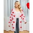 thumbnail image 2 of Drvitor Valentines Cardigans for Women Heart Printed Open Front Cardigans Casual Loose Mid-Length Cardigan Sweaters, 2 of 8