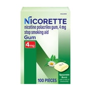 Nicorette Nicotine Gum, Stop Smoking Aids, 4 mg, Spearmint, 100 Count