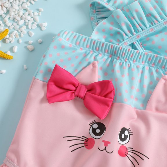 Vedolay Teen Girl Swimsuit Girls' One Piece Swimsuit Cut Out Beach Sport Banded Drawstring Swimwear,Pink 18-24 Months