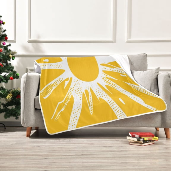 50x60 inch Crystal Fleece & Arctic Fleece Blanket Soft Bed Throws for Home or Camping Yellow Sun Rays