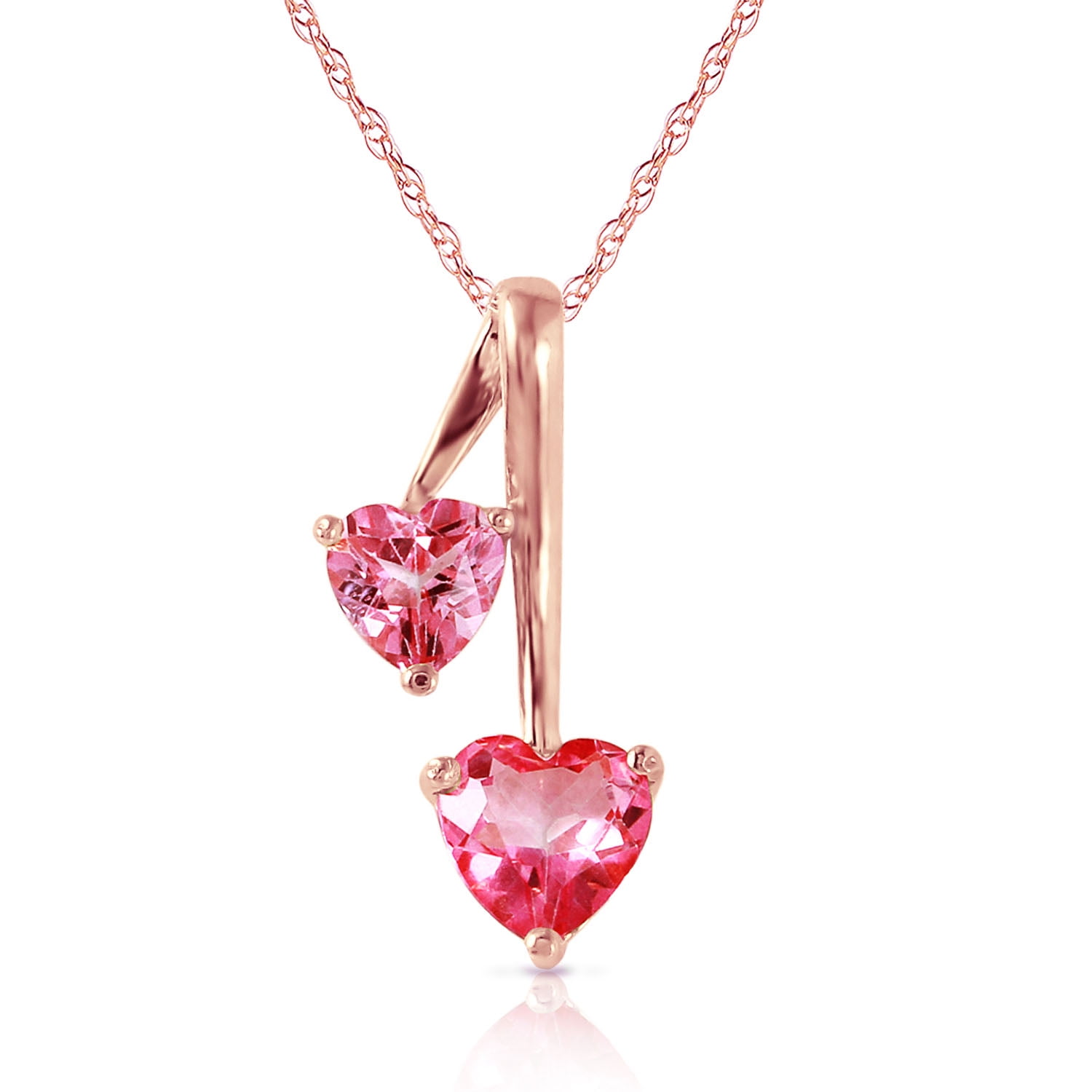 Galaxy Gold 14K Solid Gold Natural Pink Topaz Pendant Necklace for Women - Rose Gold Fine Jewelry