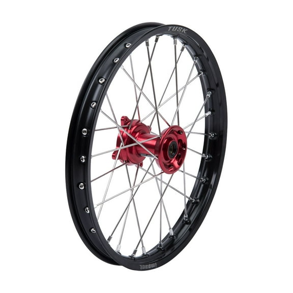 Tusk Impact Complete Wheel - Front 17 x 1.40 Black Rim/Silver Spoke/Red Hub