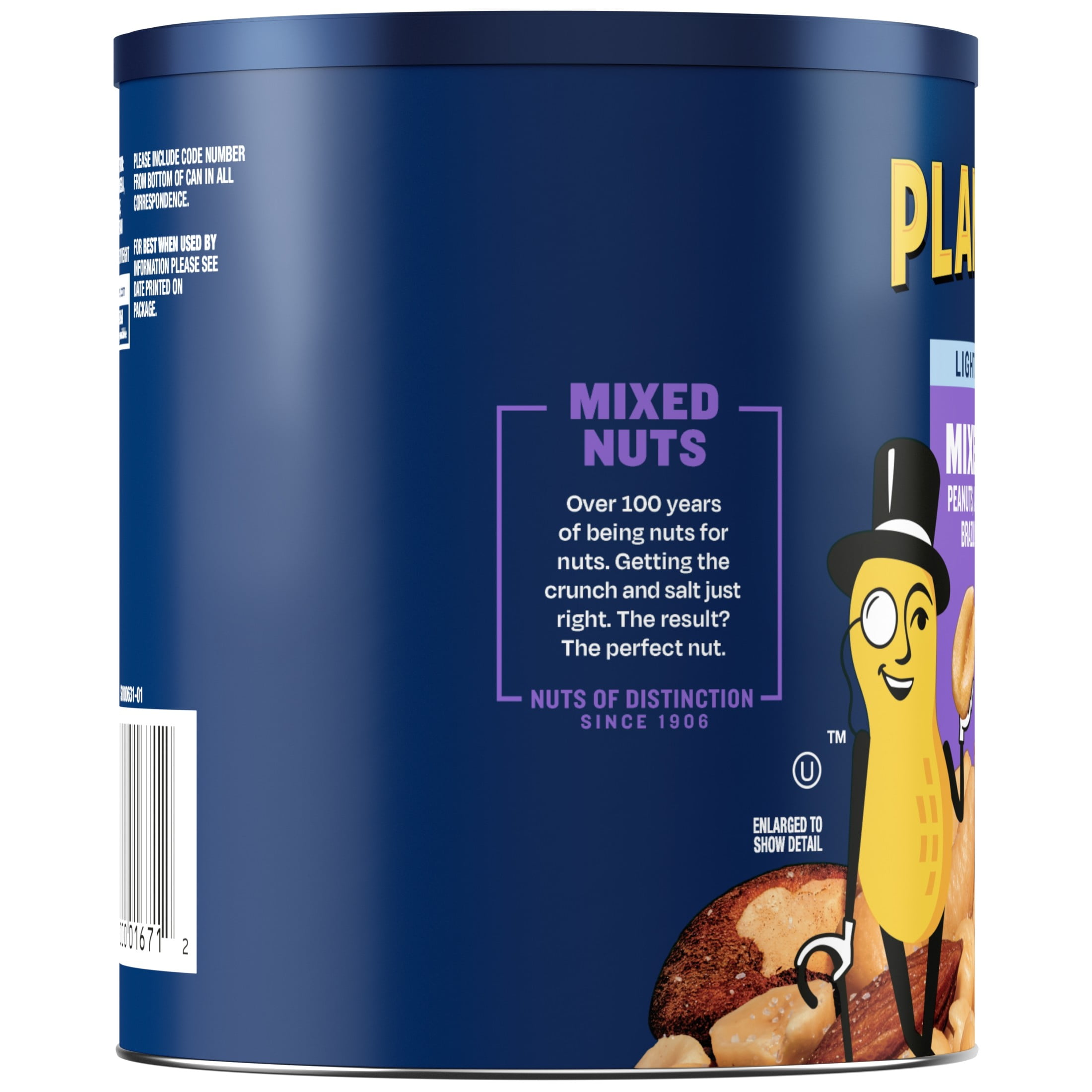 PLANTERS Lightly Salted Mixed Nuts, Party Snacks, Plant Based Protein, 15 oz Canister