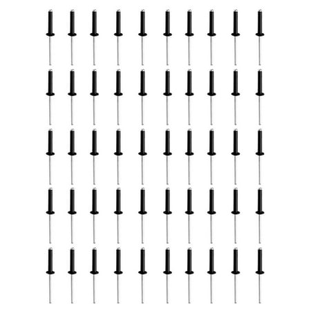 

50Pcs Aluminum Rivet Rivets Core Pulling Rivets Nails Dome Head - Black x 14